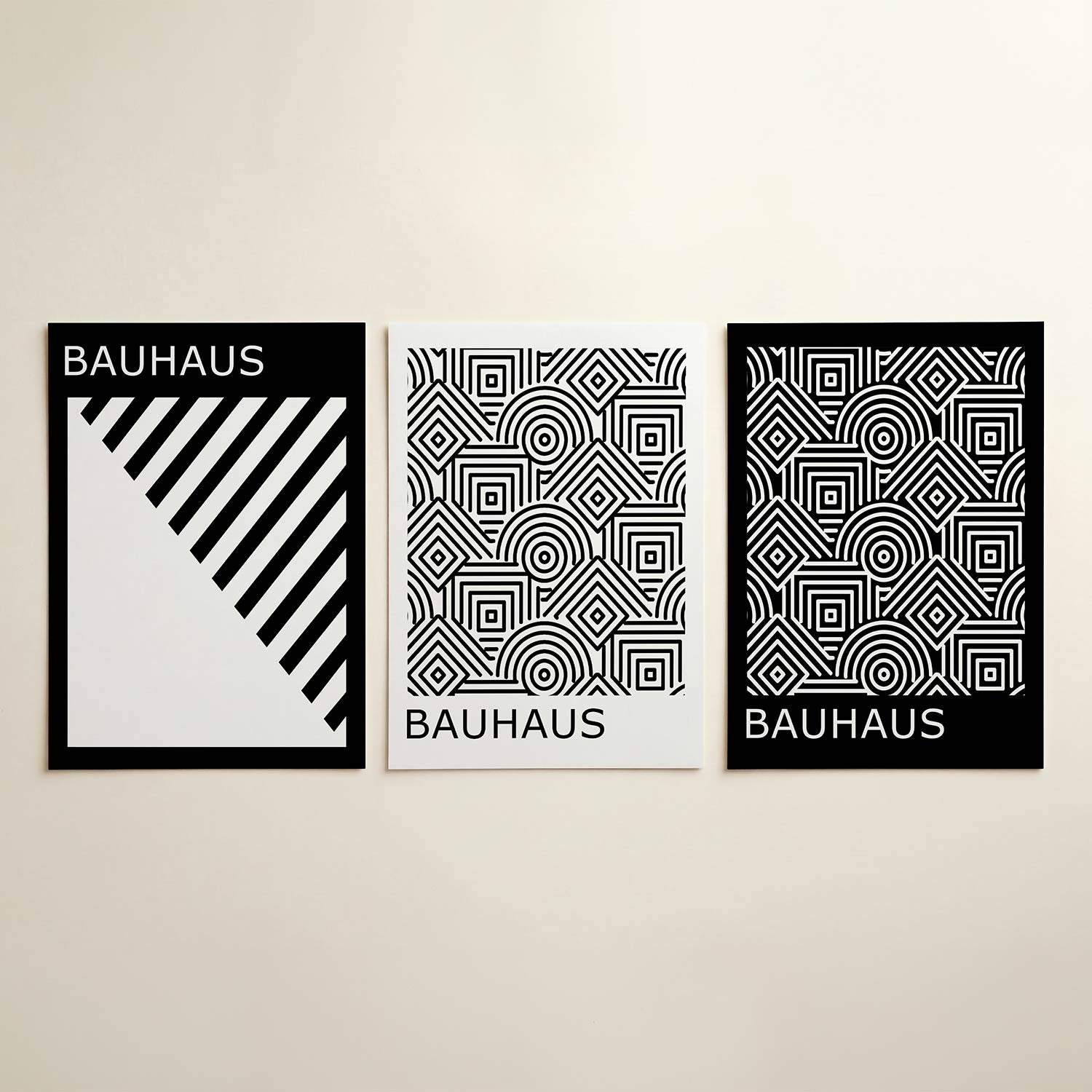 Zwart wit lijnen Posterset