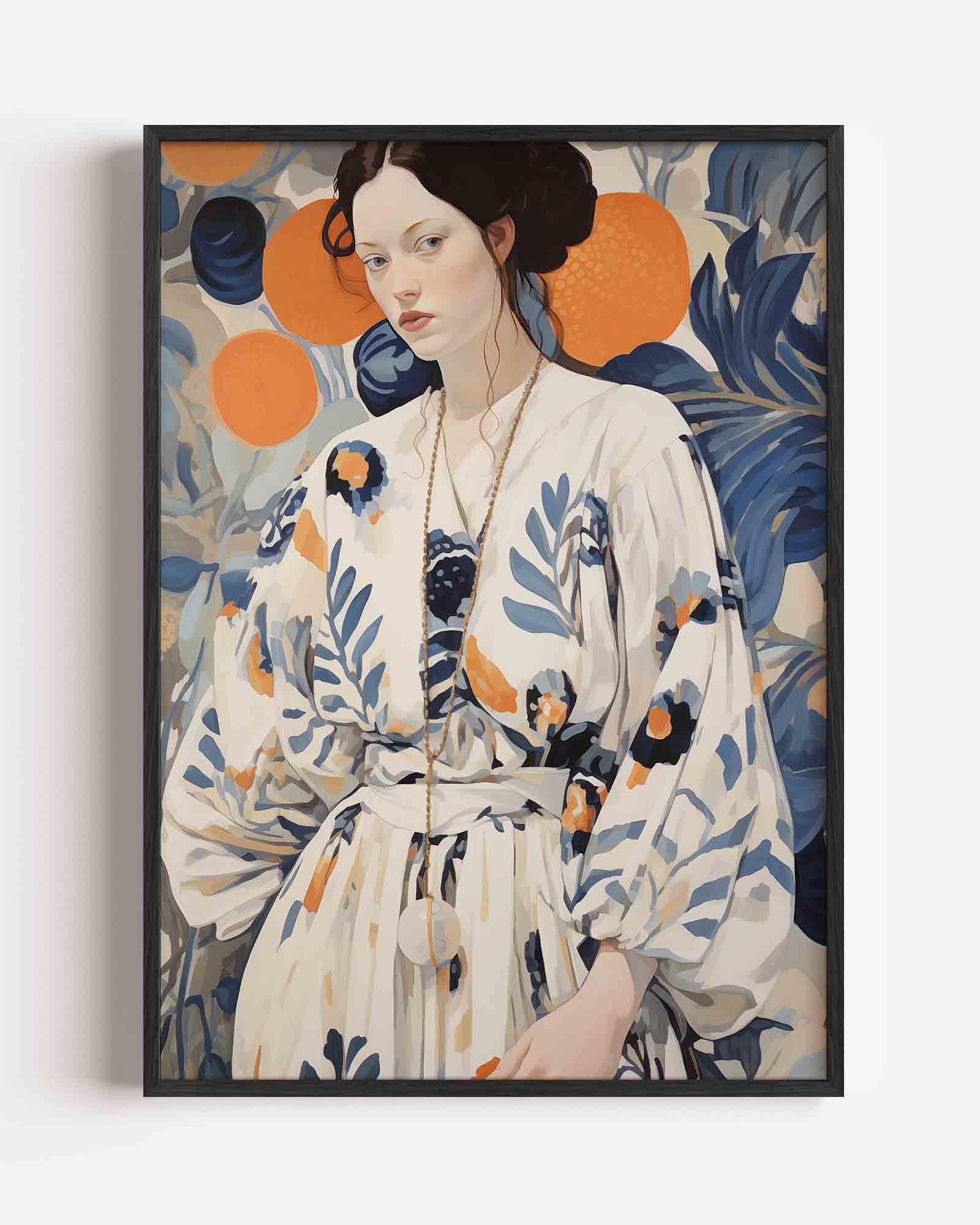 Vrouw met bloemenpatroon Poster