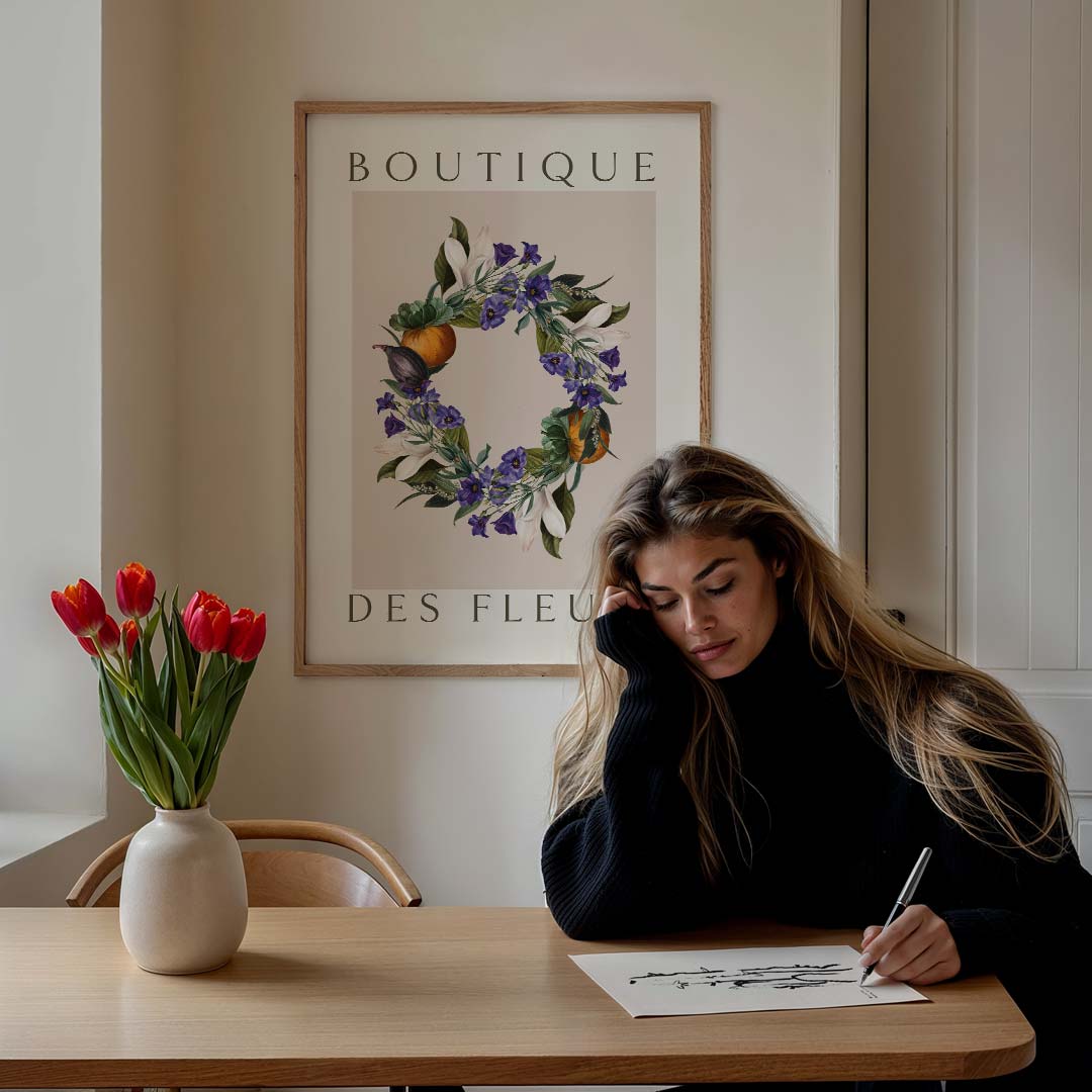 Bloemenkrans Poster Boutique Des Fleurs Poster-WallArtistic