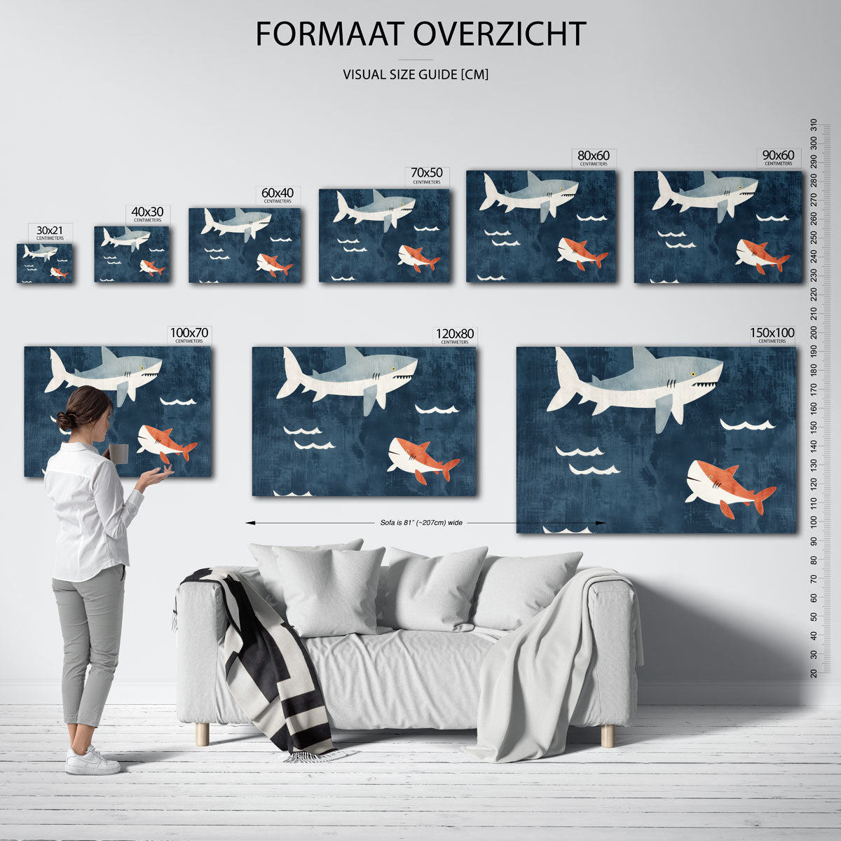 Twee haaien en golven Poster