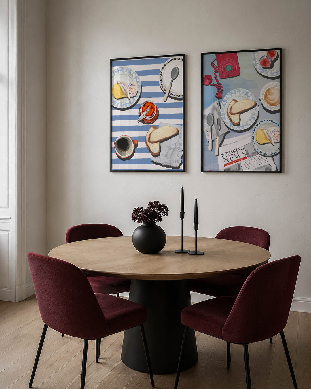 Ontbijt op strepen Posterset