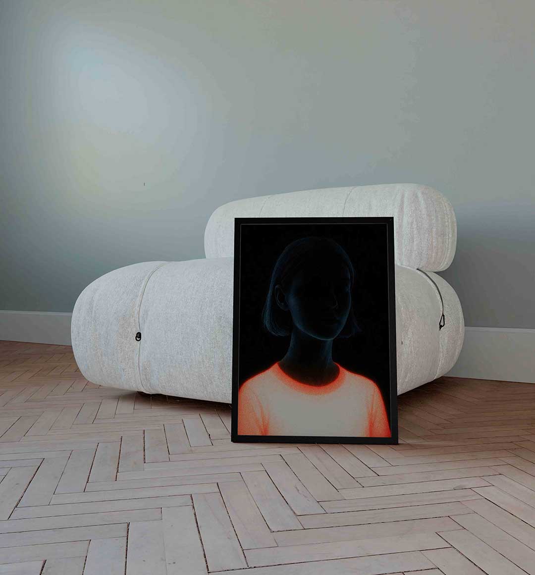 Portret met lichtgevende elementen Poster