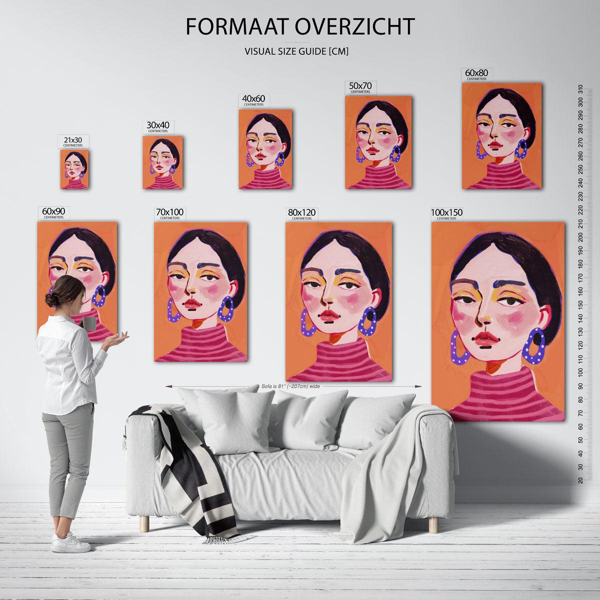 Vrouw met blauwe oorbellen Poster