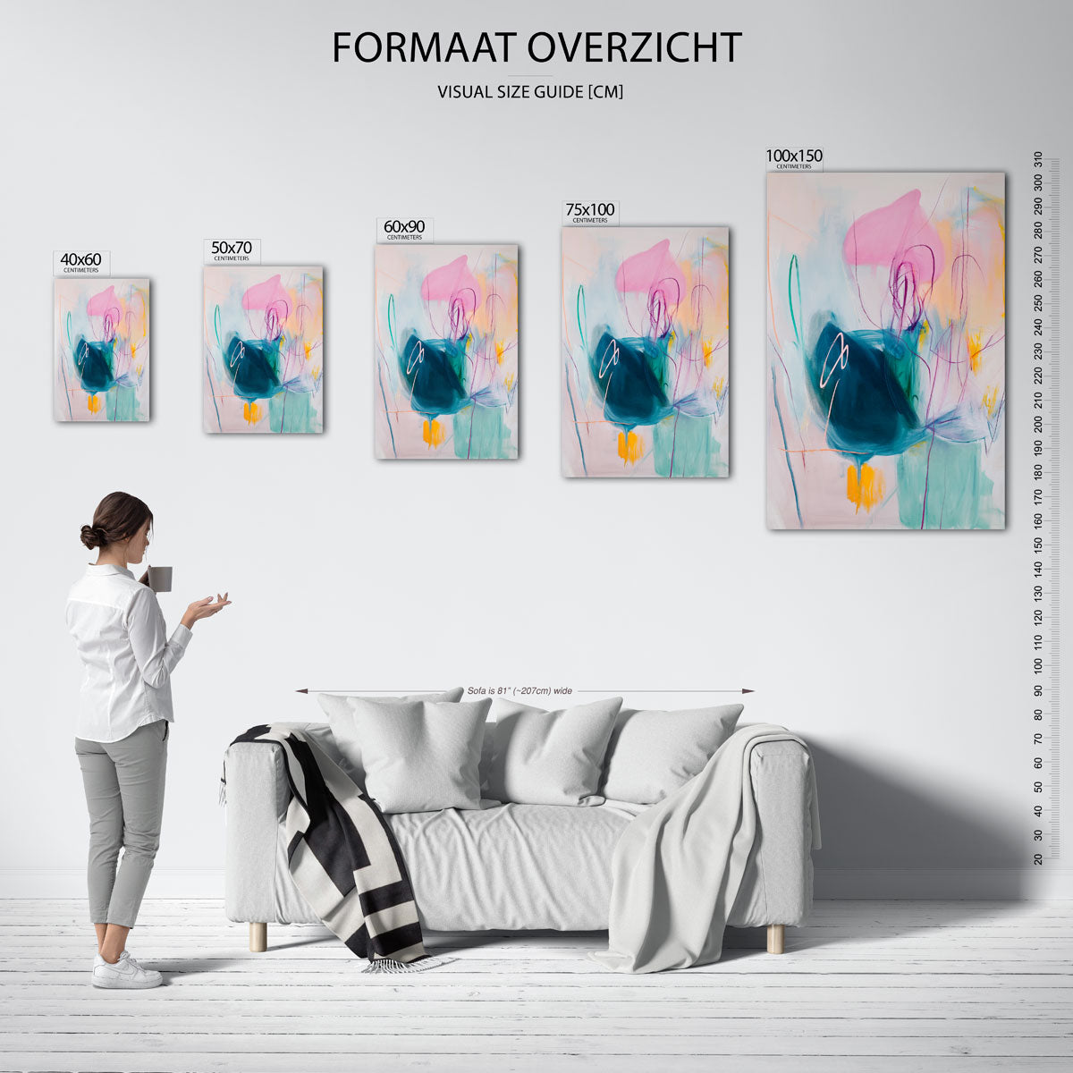 Vloeiende kleurencompositie Kunstwerk