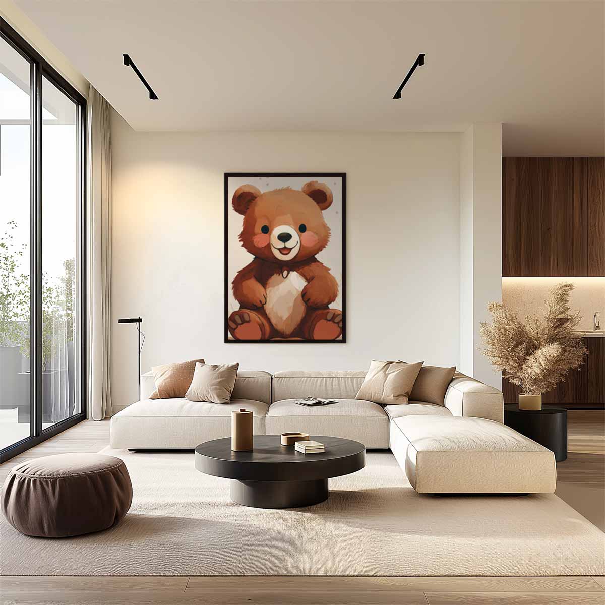 Schattige Beertje Illustratie Kunstwerk-canvas-dibond-plexiglas-wanddecoratie-WallArtistic
