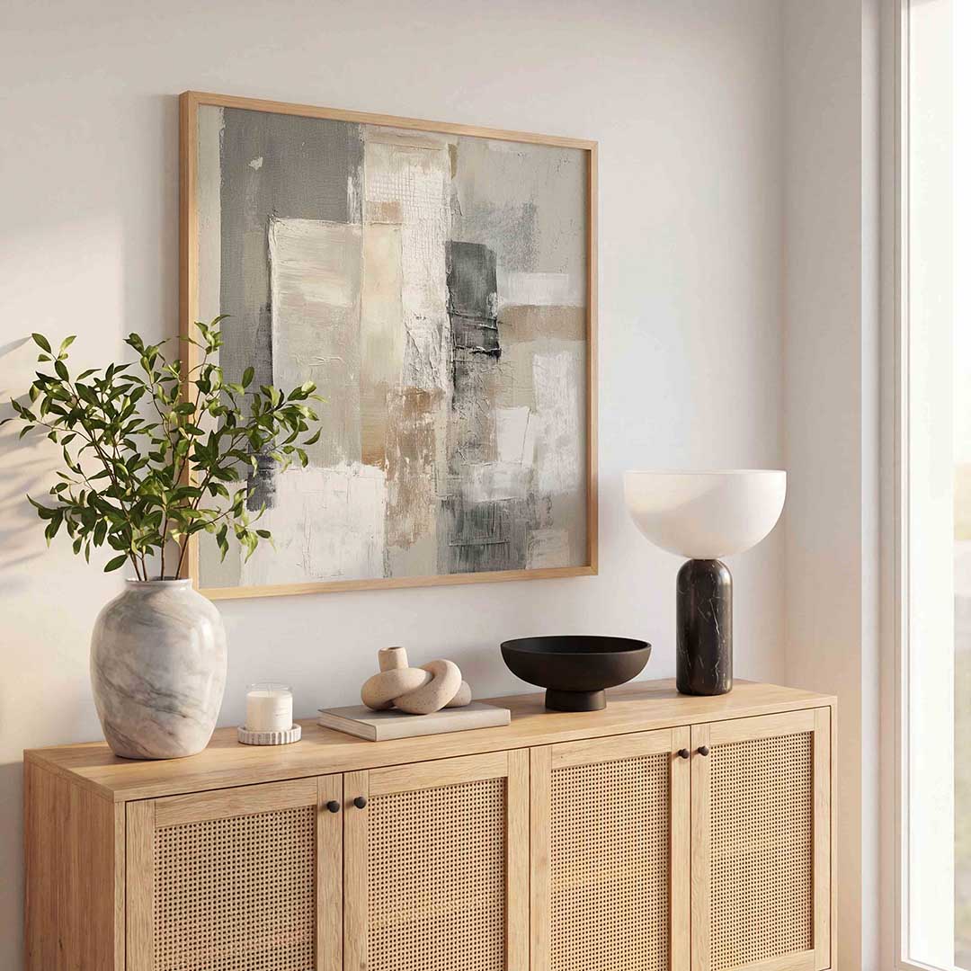 Abstracte beige en grijze vlakken Poster