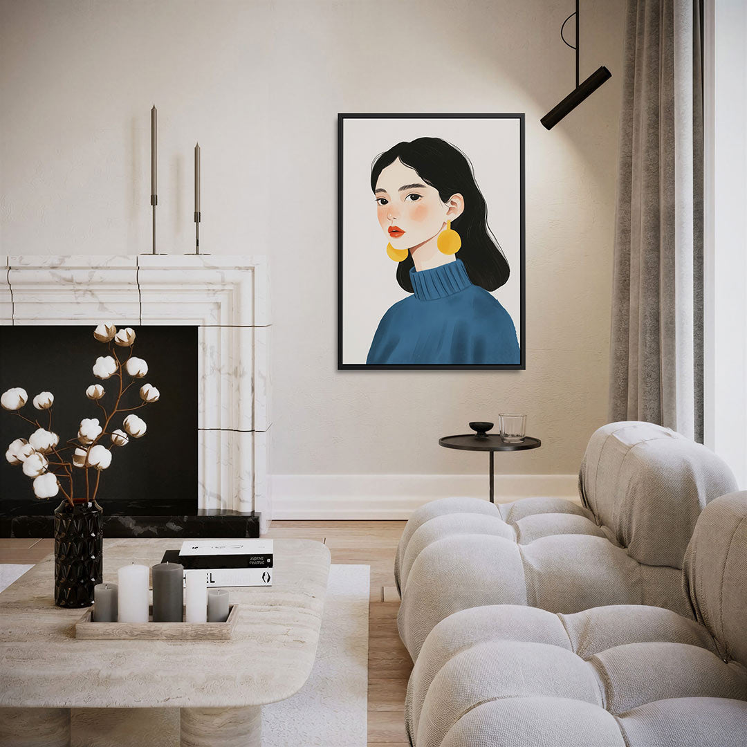 Portret met geometrische accenten Kunstwerk