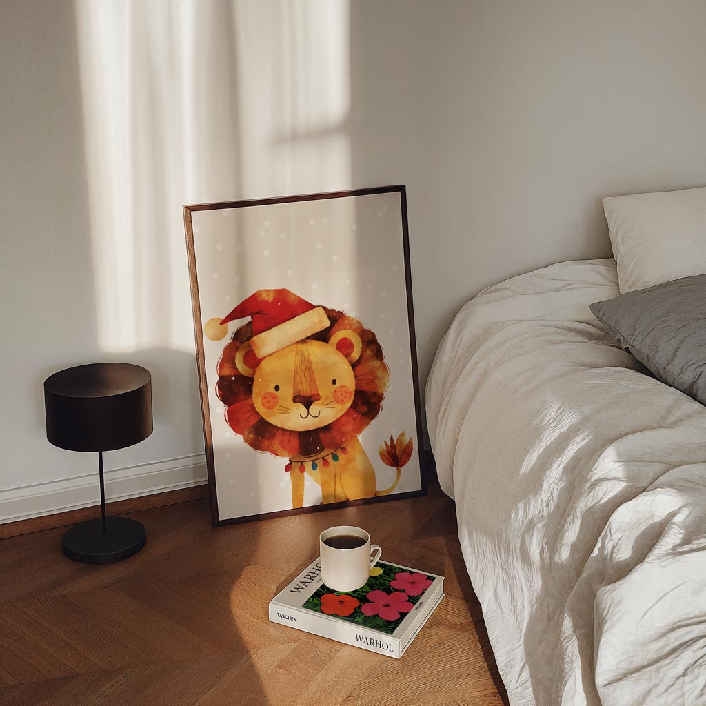 Kerstleeuw Feestposter-WallArtistic