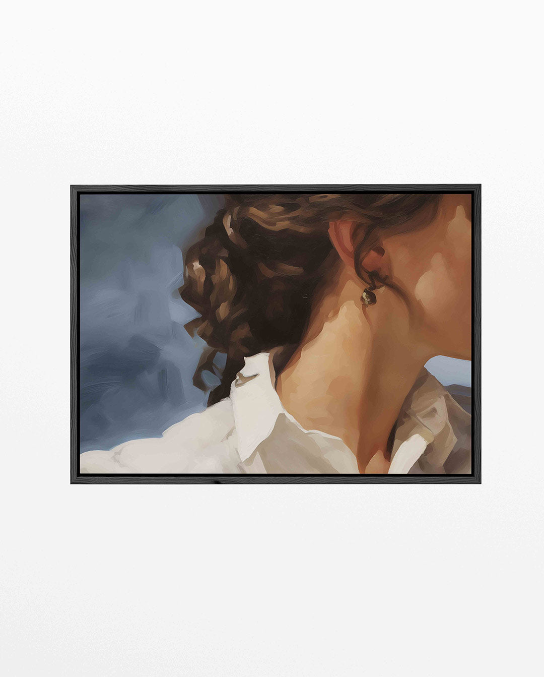Portret in blauwtinten Kunstwerk