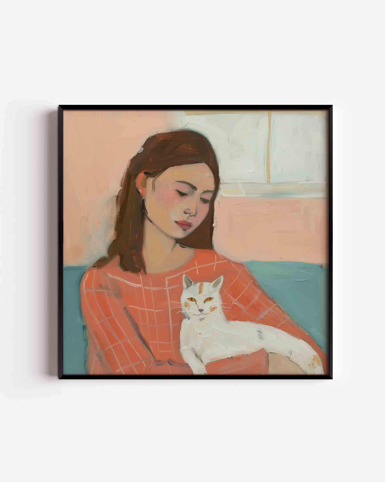 Vrouw met kat Poster