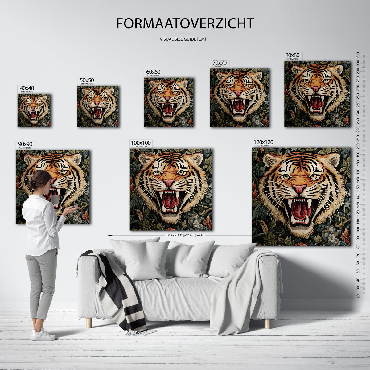 Tijger met bloemen Poster