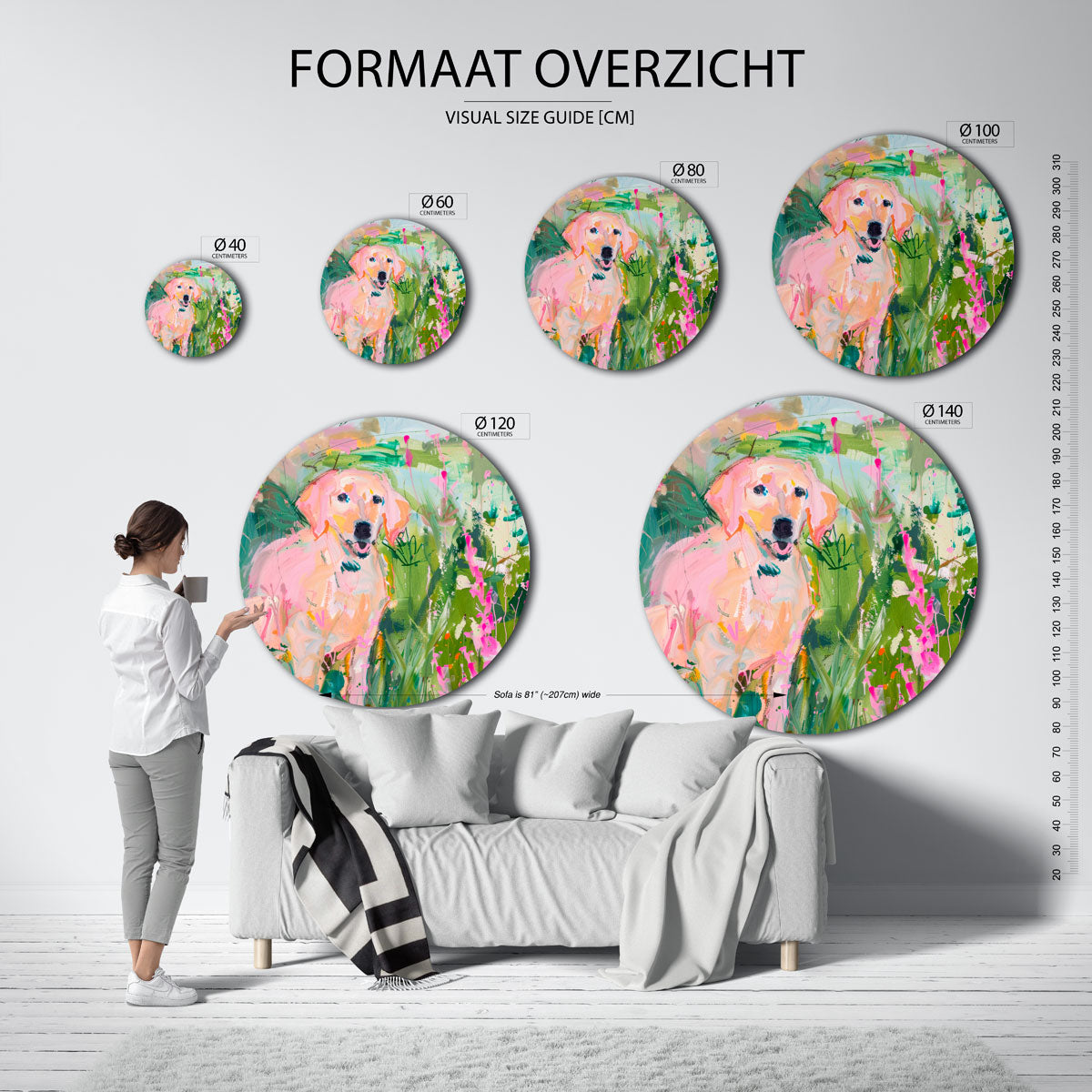 Hond in bloemen Muurcirkel
