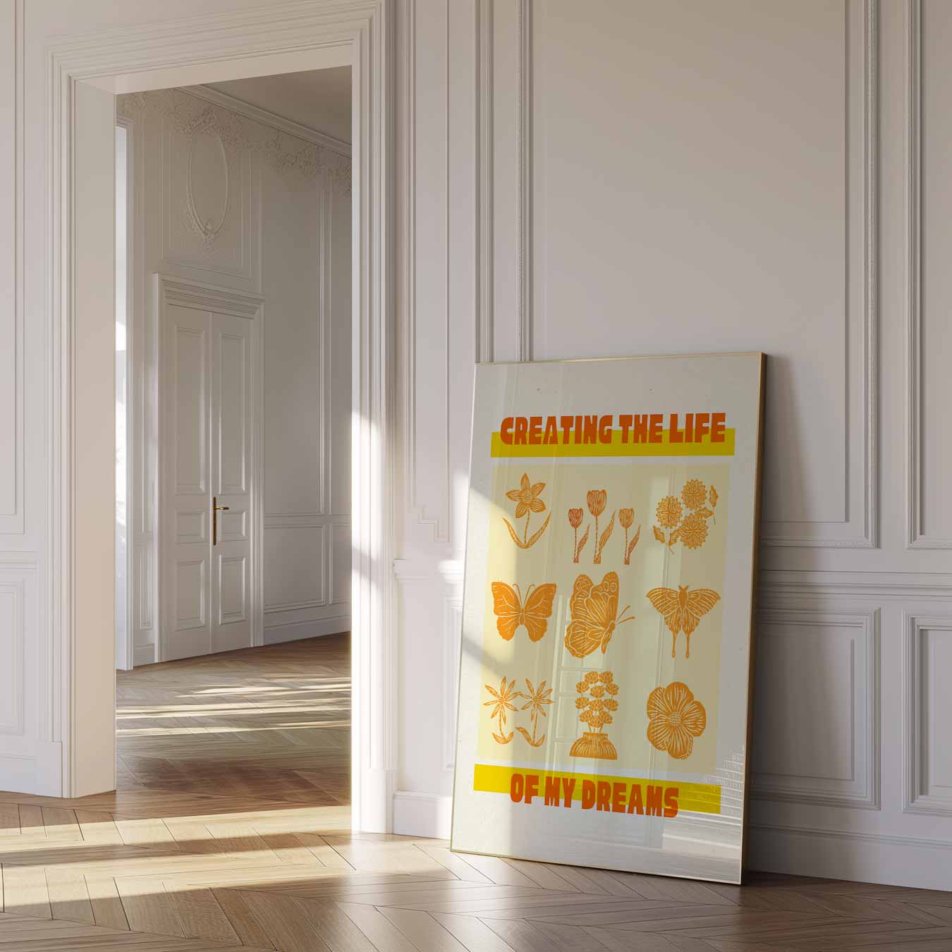 Dromerige Bloemen en Vlinders Poster-WallArtistic