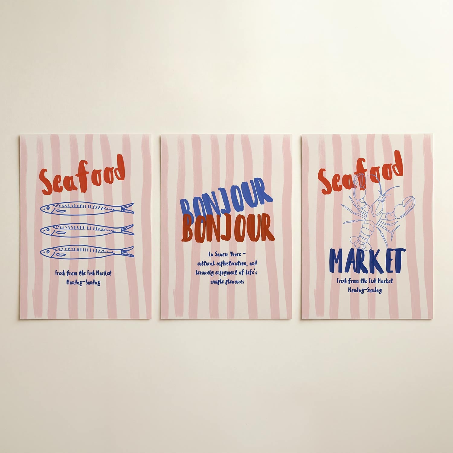 Vissen en strepen Posterset