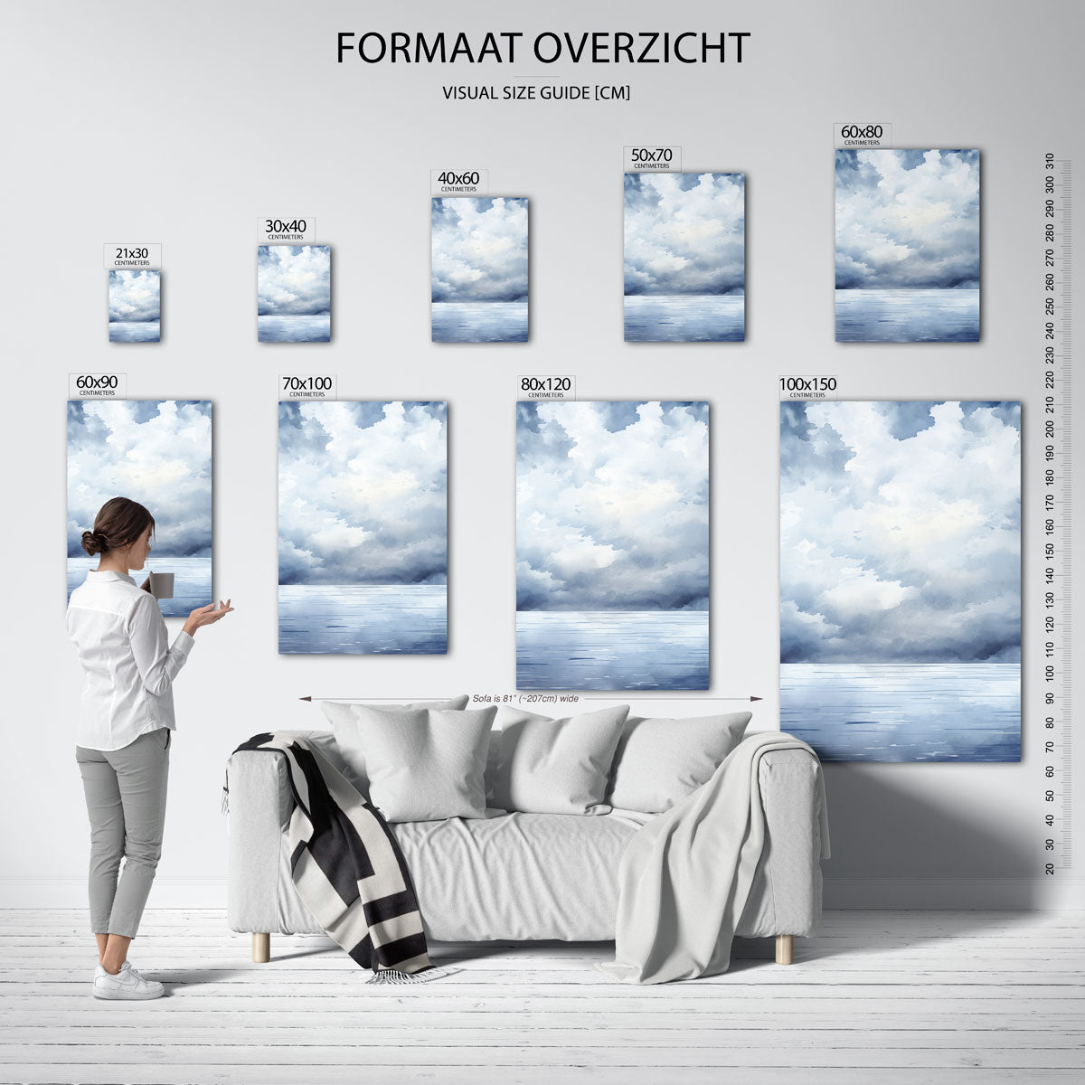 Wolkachtige lucht en zee Poster