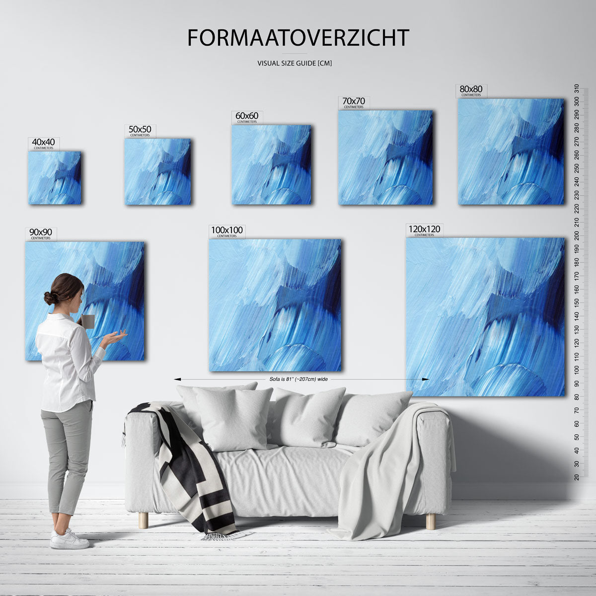 Blauwe penseelstreken Poster