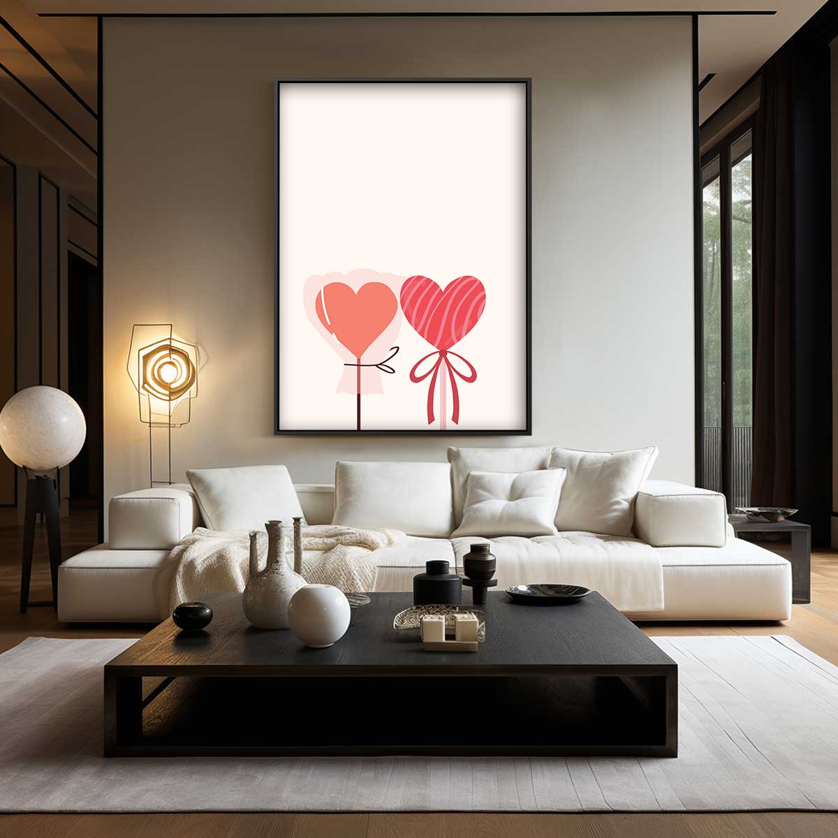 Hart Lollie Illustratie Kunstwerk-canvas-dibond-plexiglas-wanddecoratie-WallArtistic