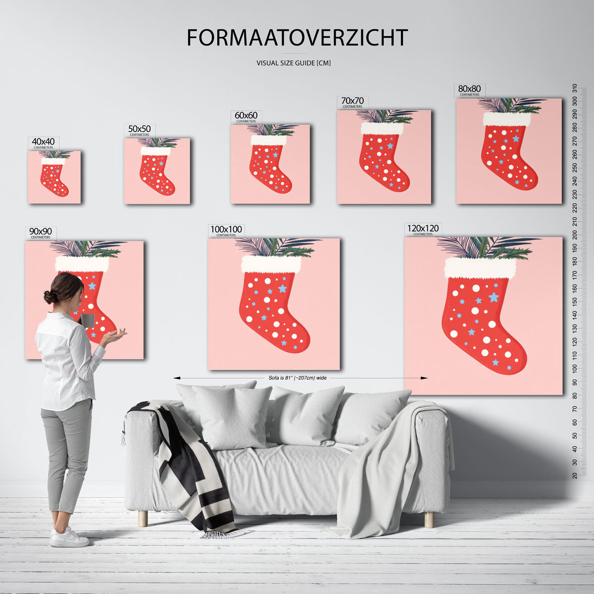Kerstsok met sterren en stippen Poster