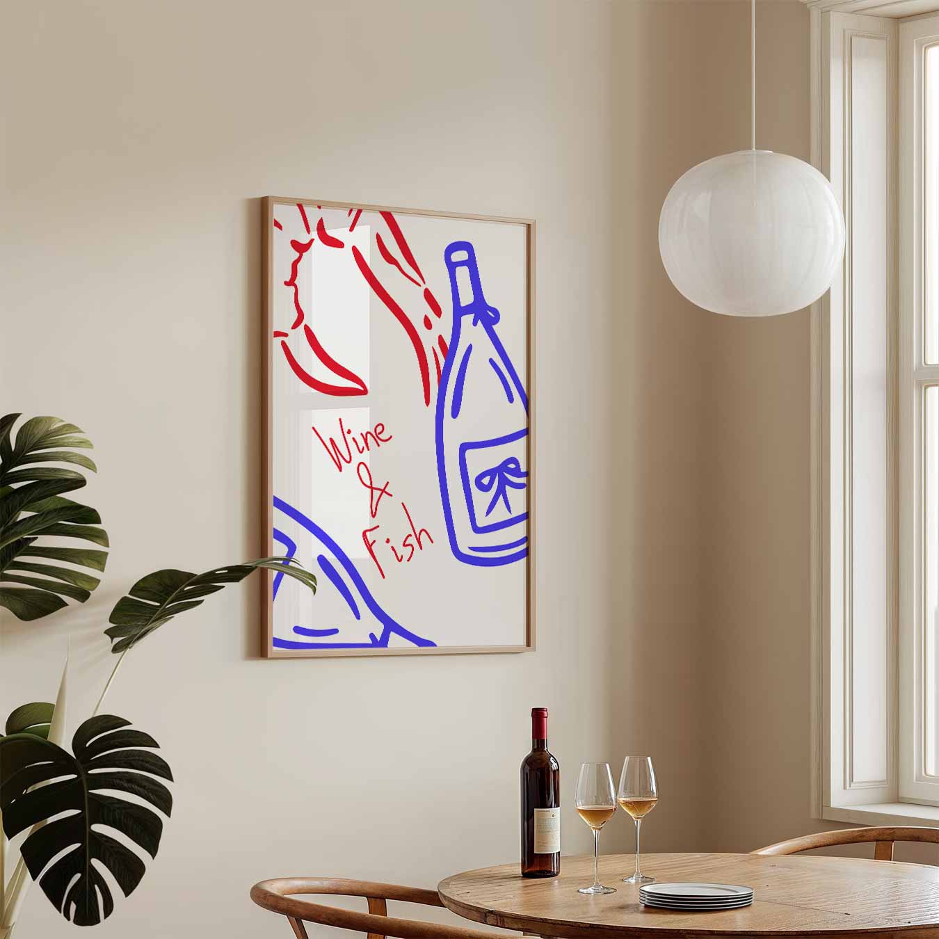 Wijn & Vis Stijlvolle Poster-WallArtistic