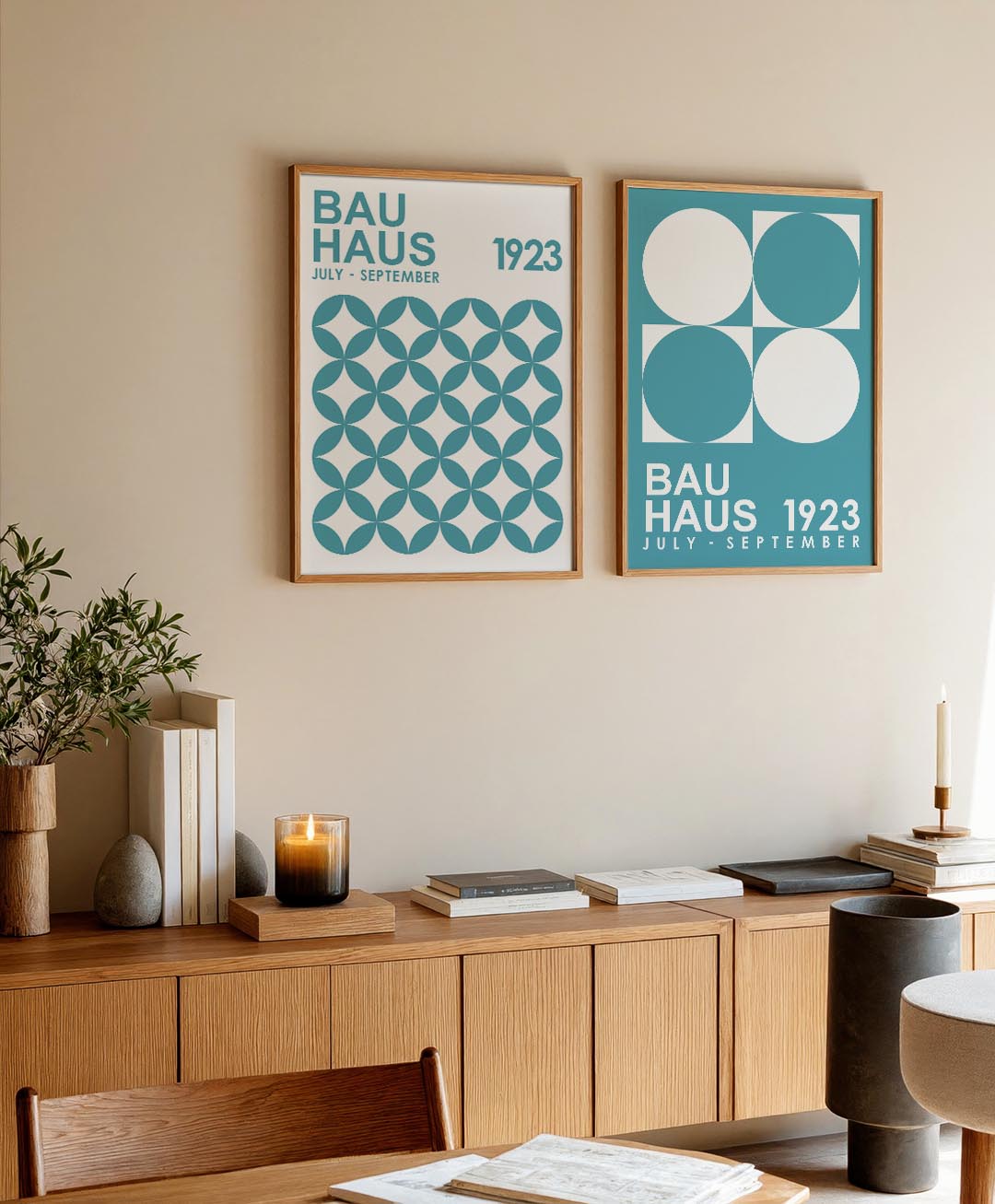 Cirkelpatroon blauw Posterset