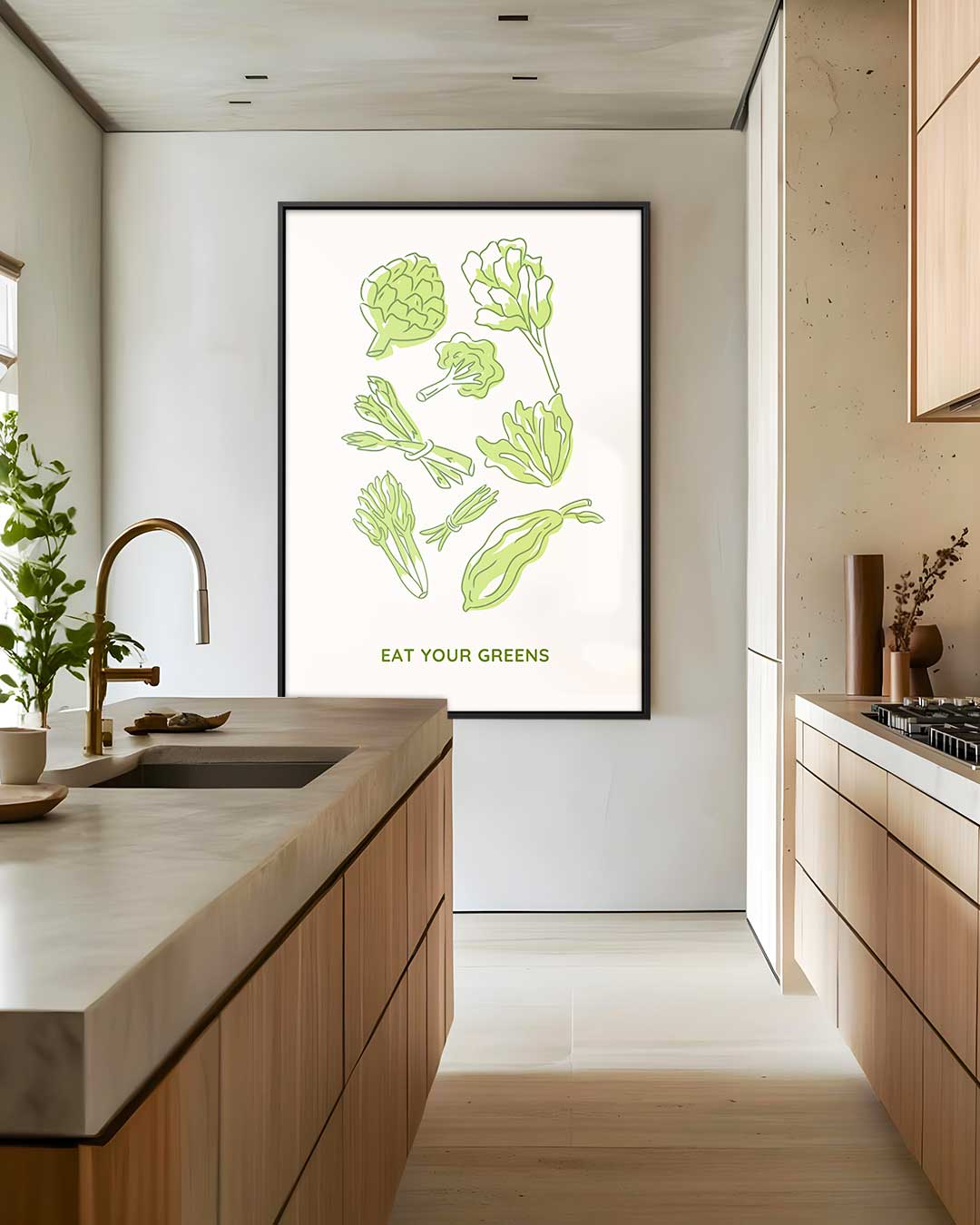 Groene Groente Illustratie Kunstwerk-canvas-dibond-plexiglas-wanddecoratie-WallArtistic