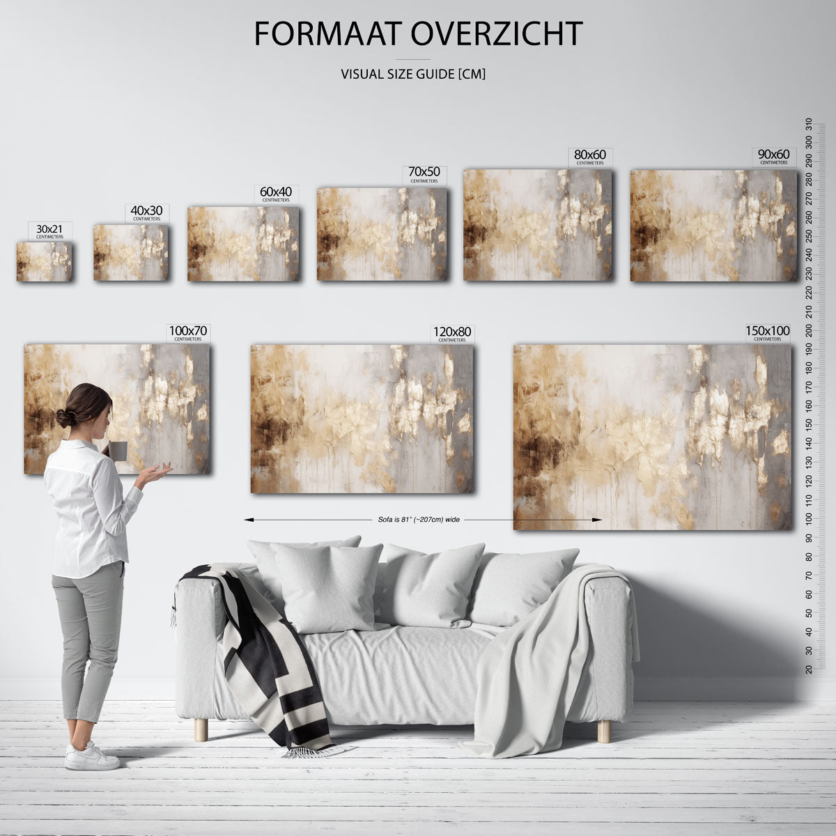 Goud en grijs abstracte Poster