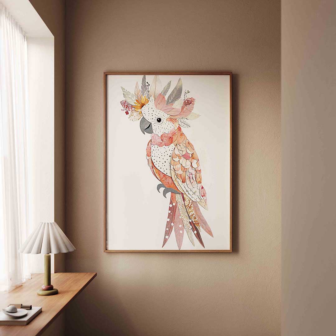 Papegaai met bloemen Poster