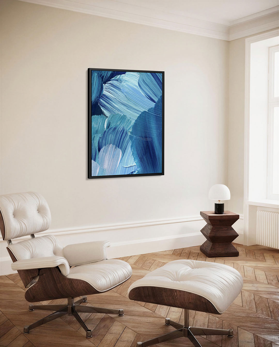 Dynamische blauwe beweging Kunstwerk