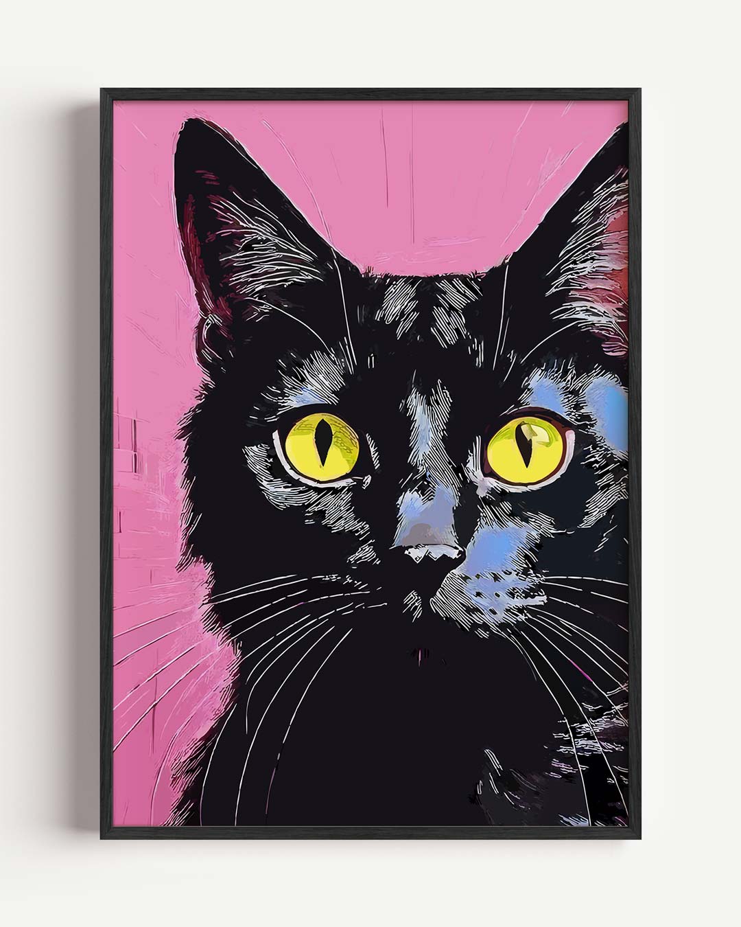Stijlvolle Kattenposter met Roze Achtergrond Poster-WallArtistic