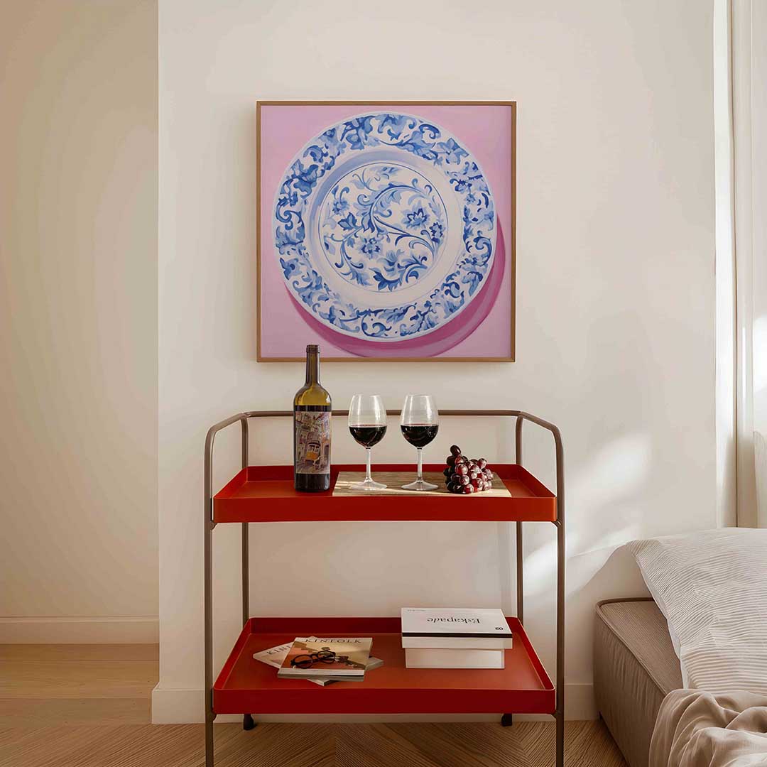 Blauw wit bord Poster