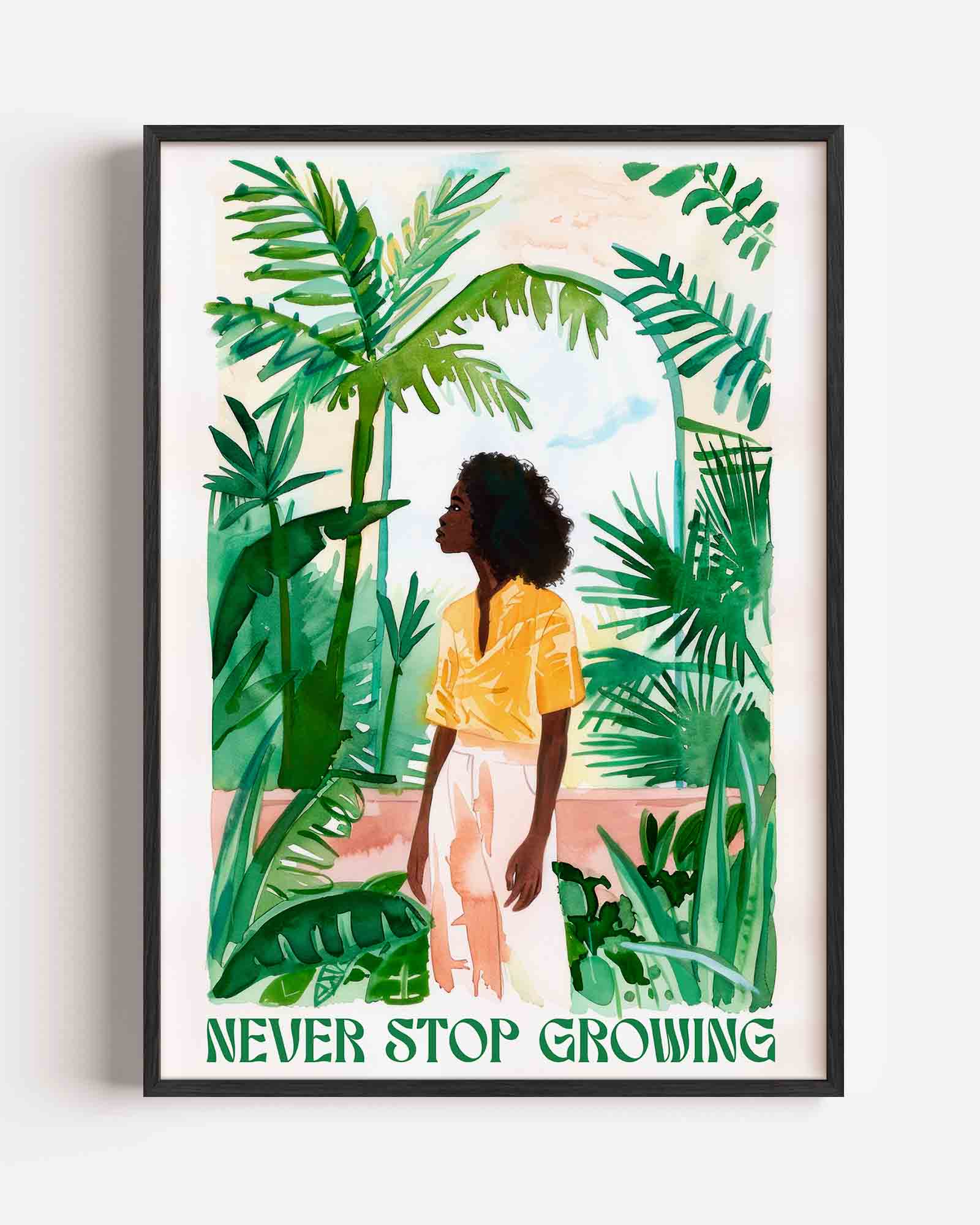 Vrouw tussen groene bladeren Poster