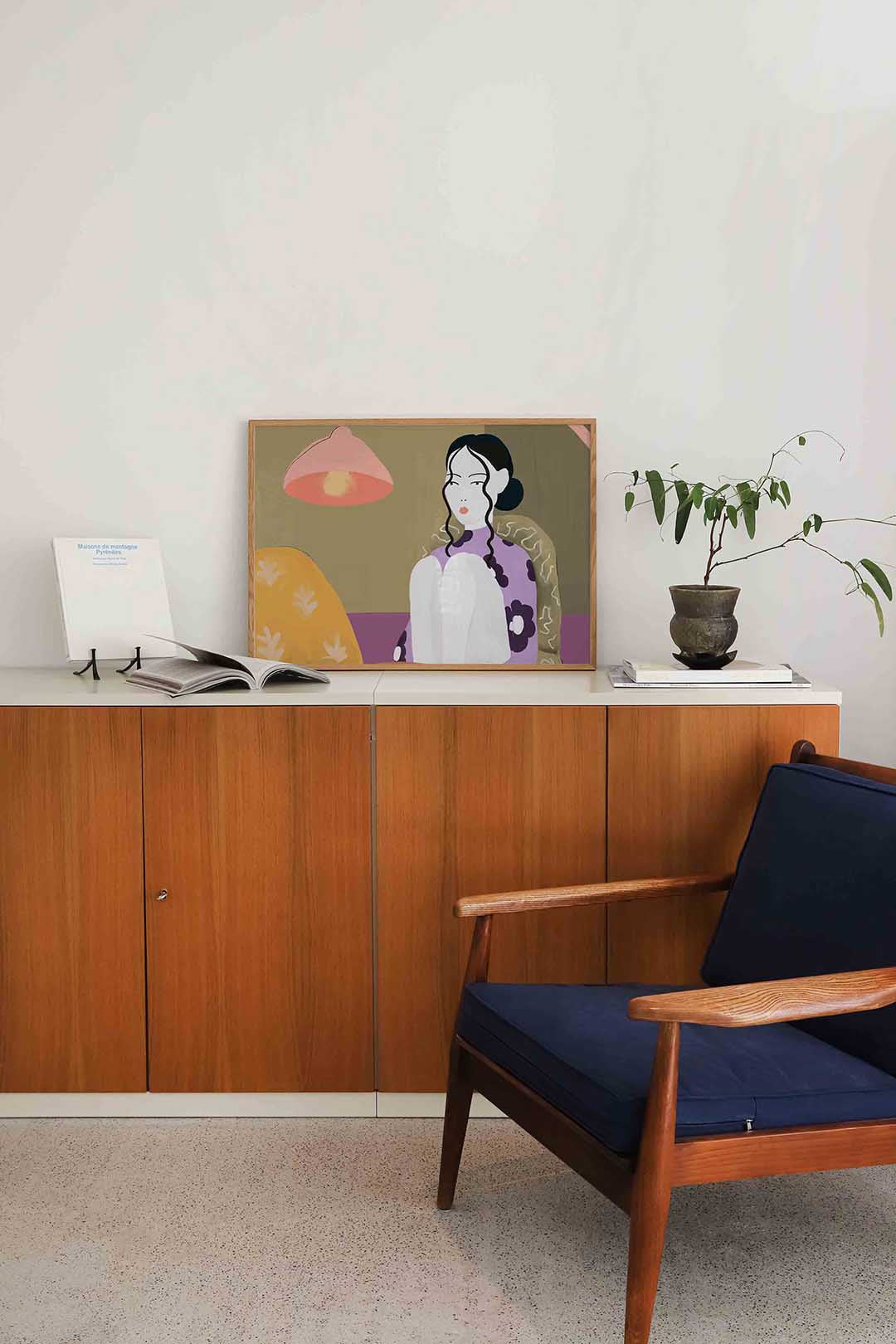 Vrouw met lamp Poster