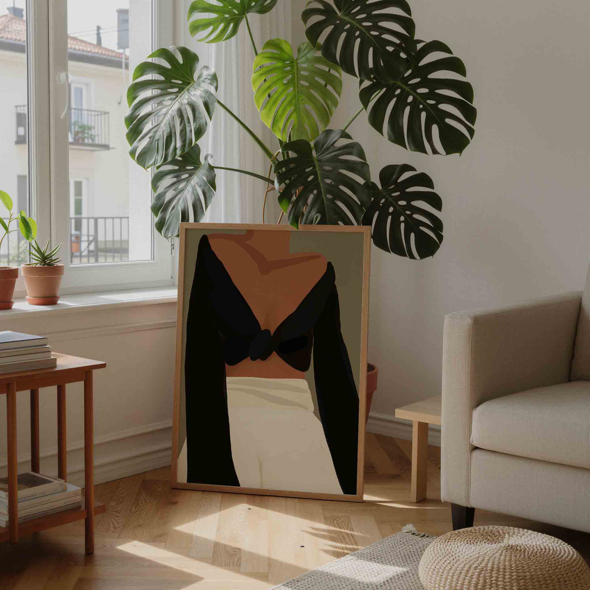 Vrouw in zwarte top Poster
