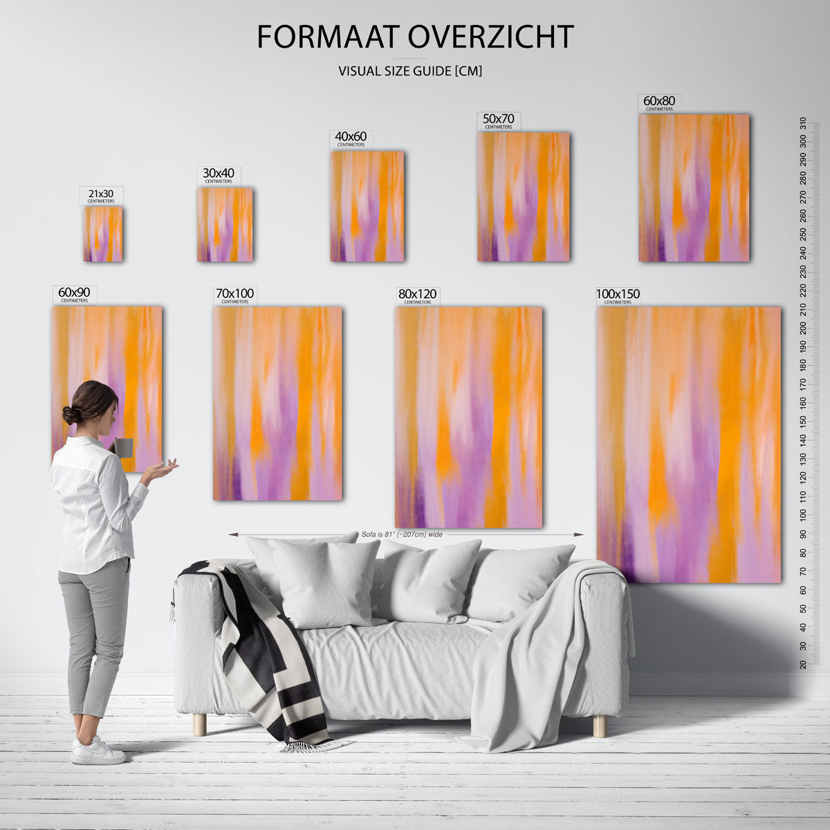 Abstracte oranje en paarse Poster
