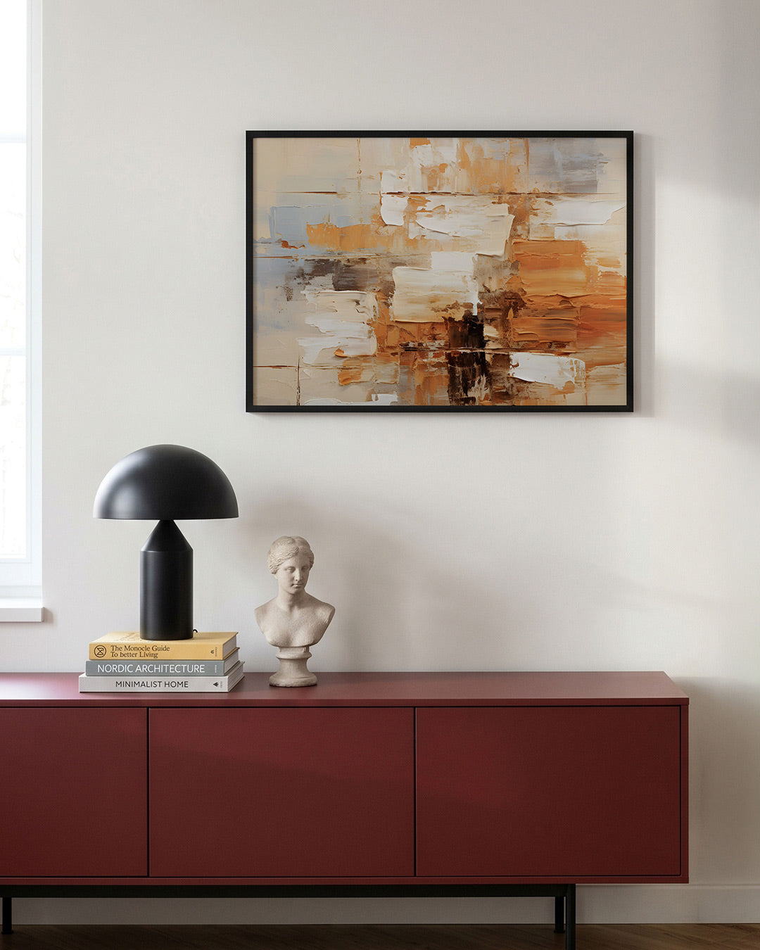 Abstracte beige en oranje Poster
