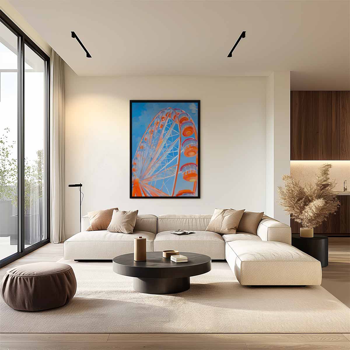 Kleurrijke Reuzenrad Fantasie Kunstwerk-canvas-dibond-plexiglas-wanddecoratie-WallArtistic