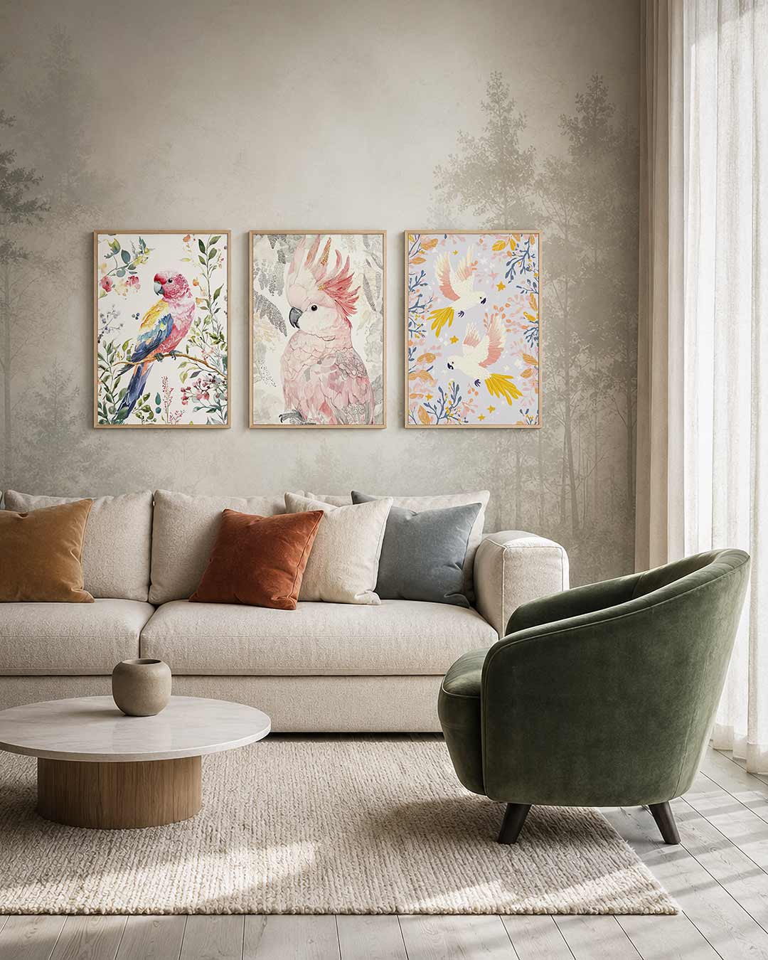 Vogel en bloemen Posterset