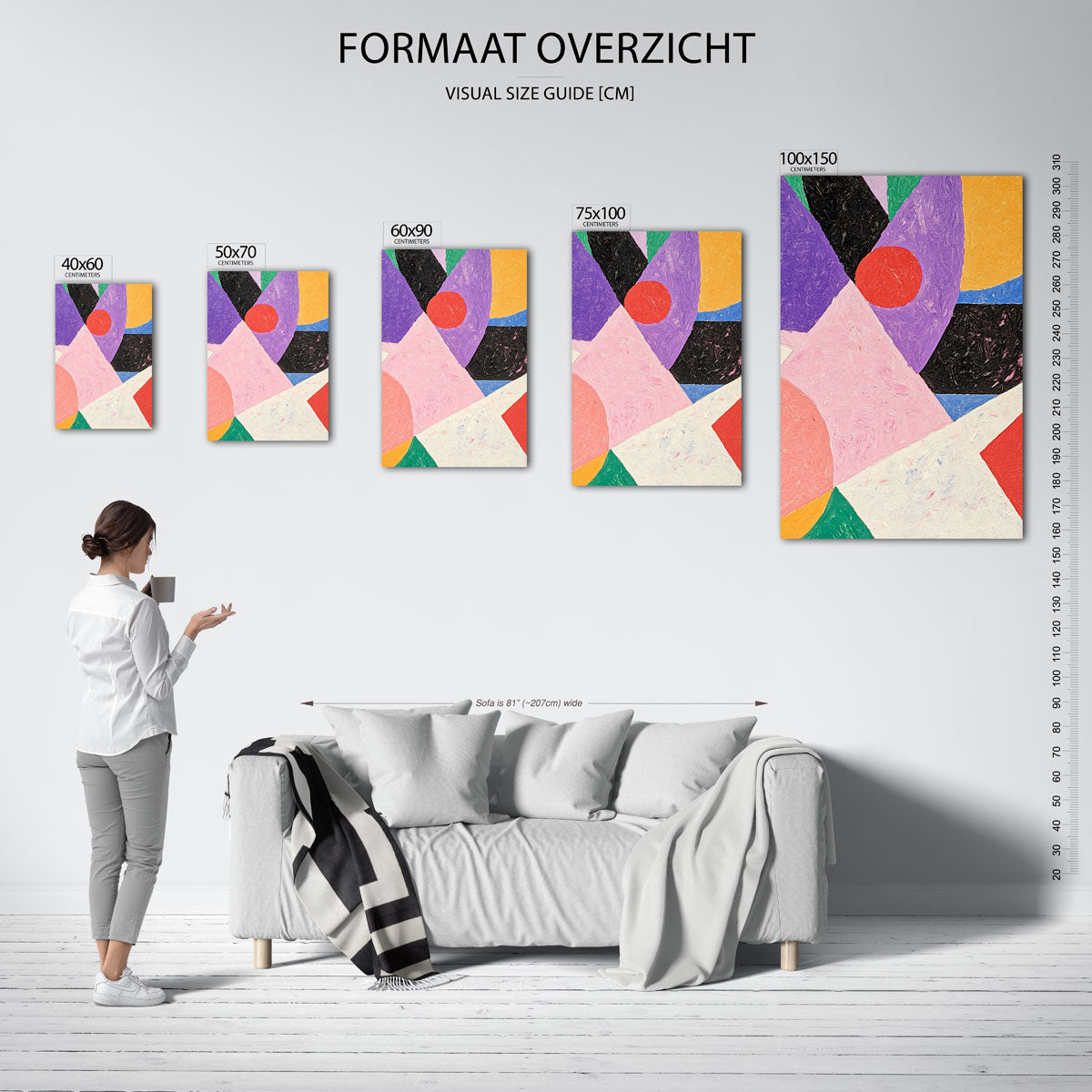 Geometrische kleurenexplosie Kunstwerk