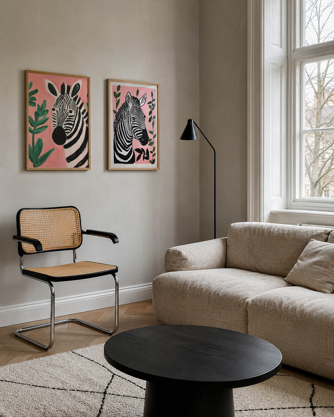 Zebra en bladeren Posterset