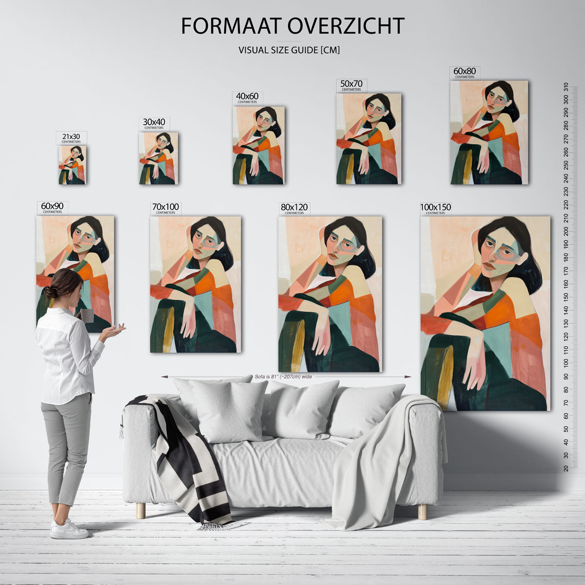 Vrouwelijk portret in abstracte vormen Poster