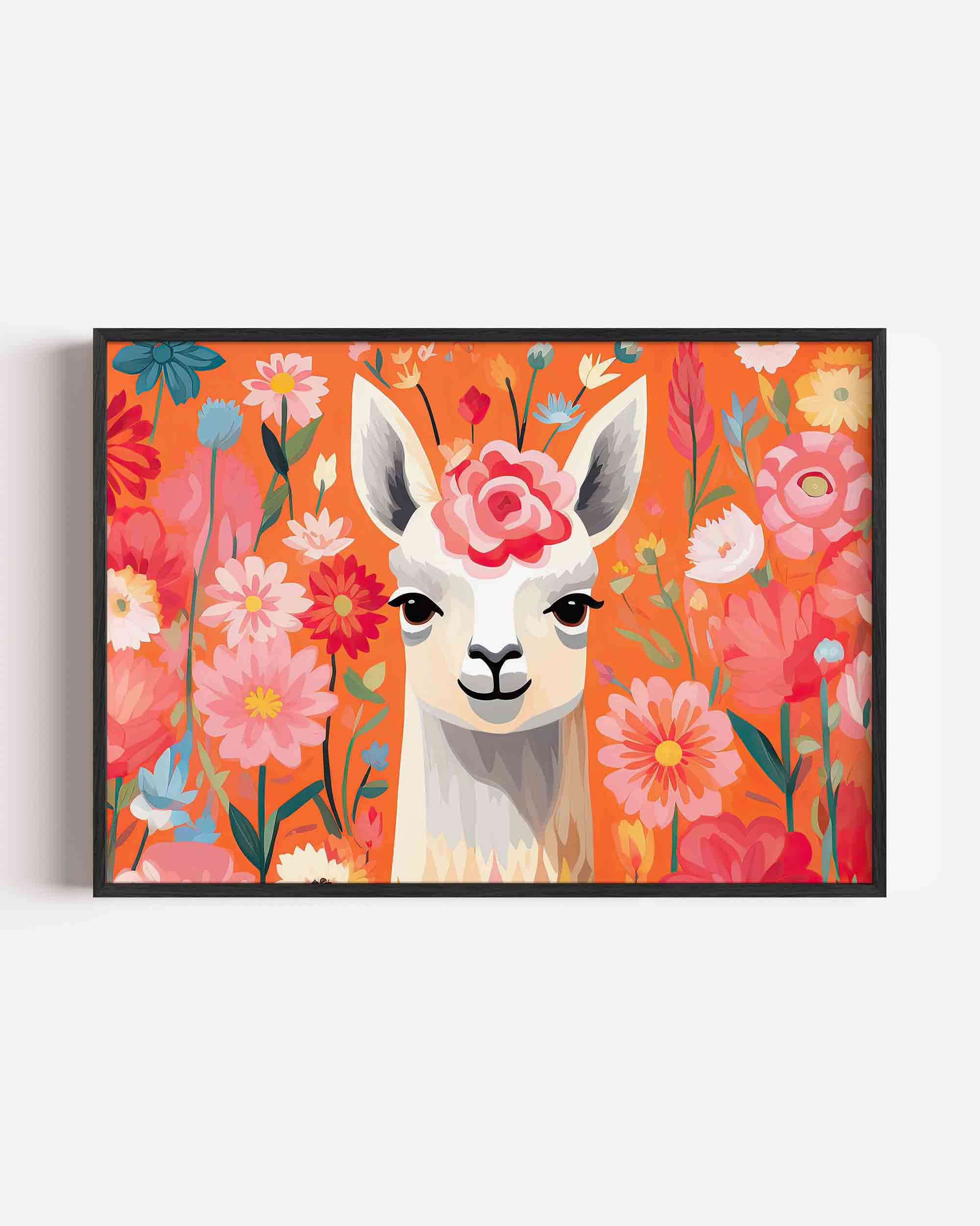 Lama en bloemen Poster