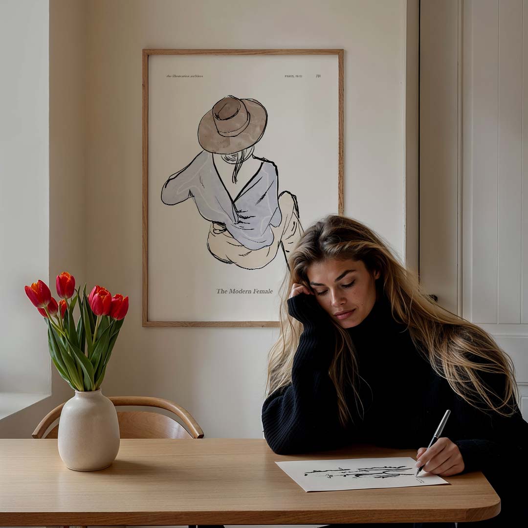 Stijlvolle Parijse Vrouw Poster-WallArtistic