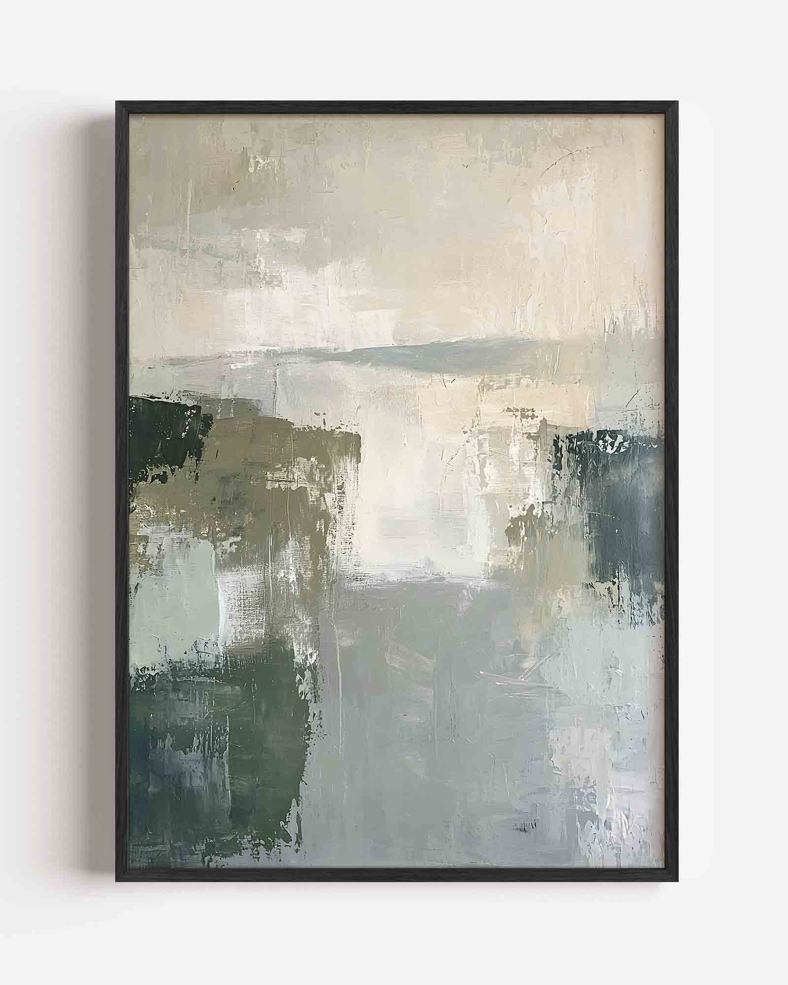 Abstracte groene en beige Poster