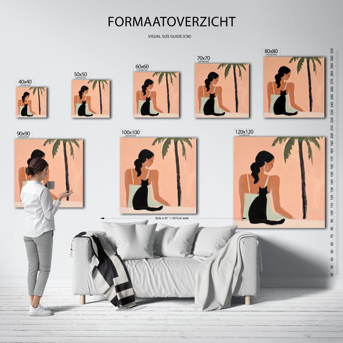 Vrouw met kat en palm Poster