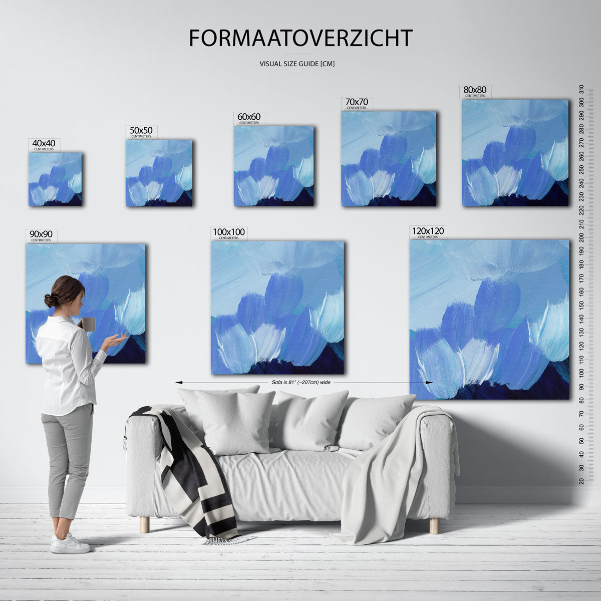 Blauwe penseelstreken Poster