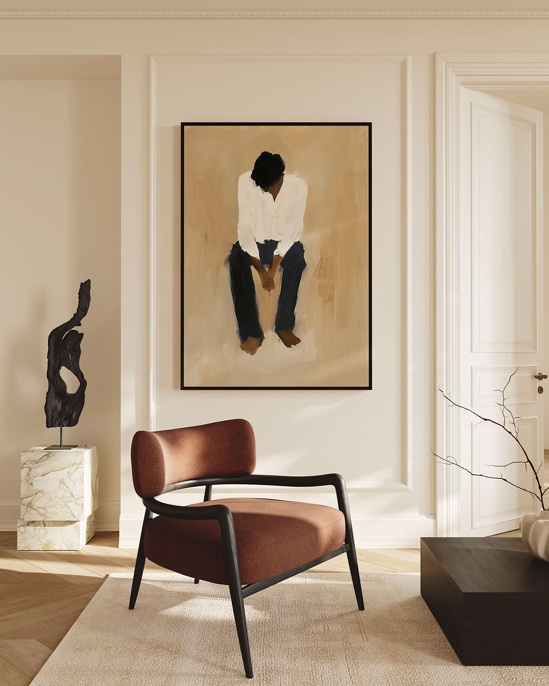 Zittende figuur Kunstwerk