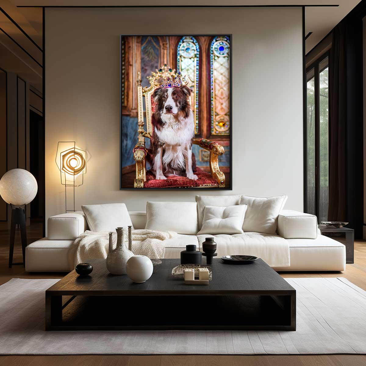 Kunstwerk: Königlicher Hund auf dem Thron