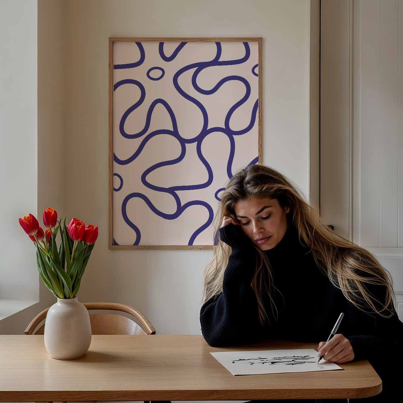 Vloeiende Bloemenvormen Poster-WallArtistic