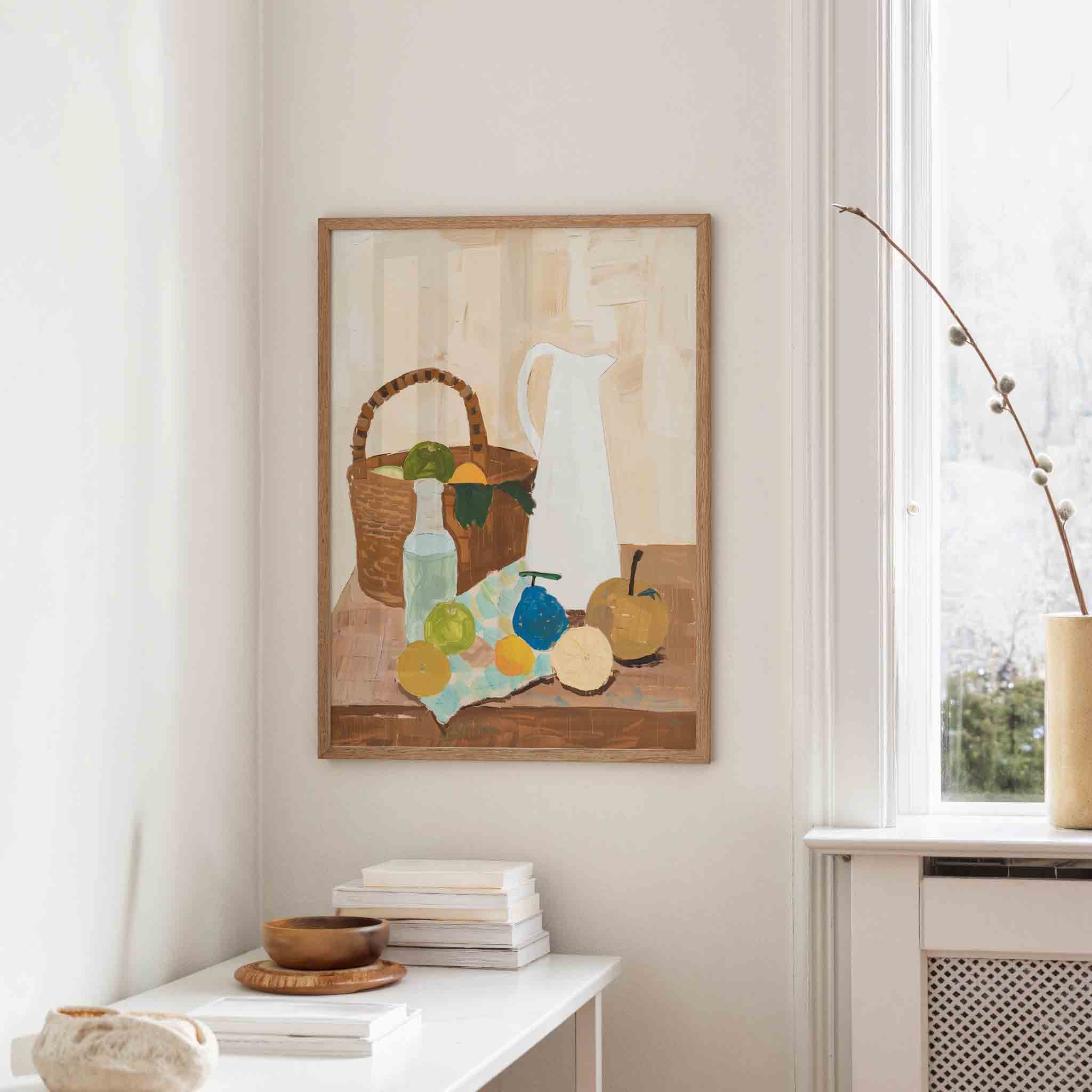 Stilleven met fruit en kan Poster
