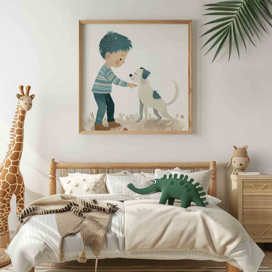 Jongen met hond Poster
